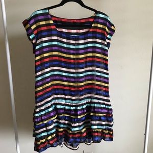 Silk, multi-colored, top